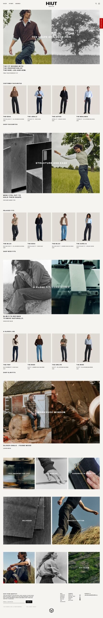 Hiut Denim website full page screenshot