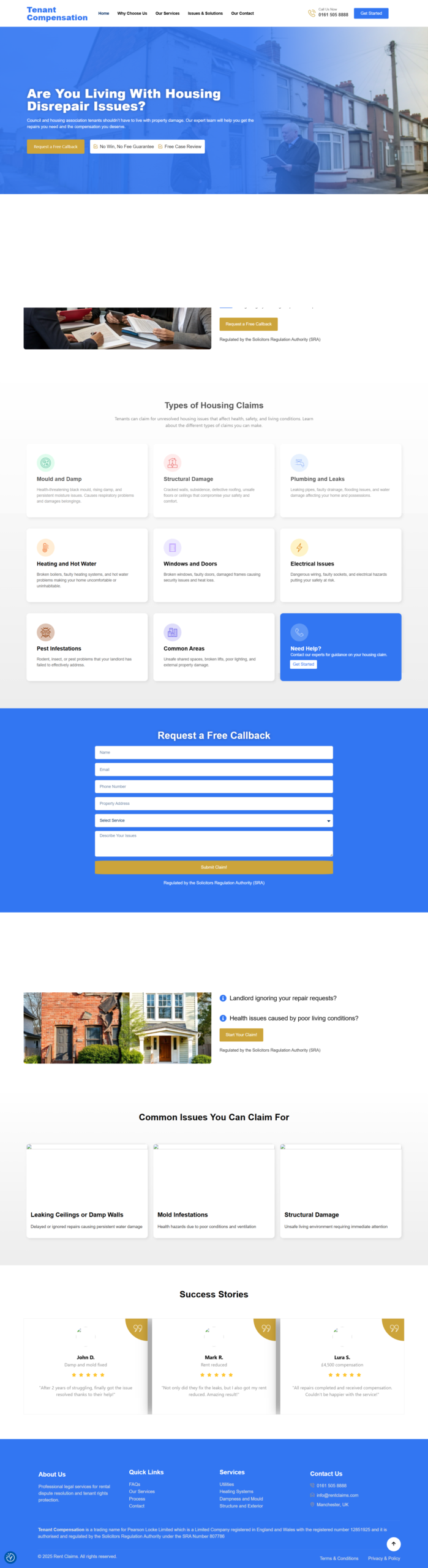 Tenant Compensation website full page screenshot