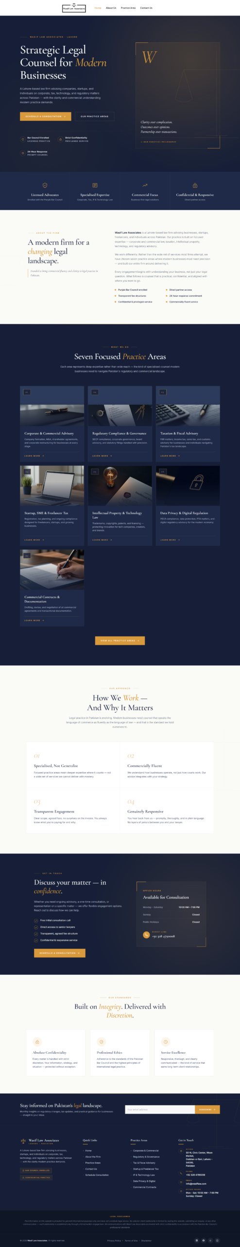 Wasif Law Associates website full page screenshot